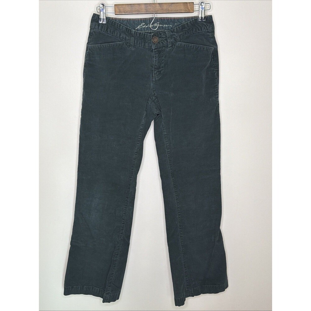 Eddie Bauer Curvy Fit Trouser Corduroy Pants Green Size 4 petite EUC